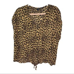 Torrid 0 Leopard Print Tie Blouse
